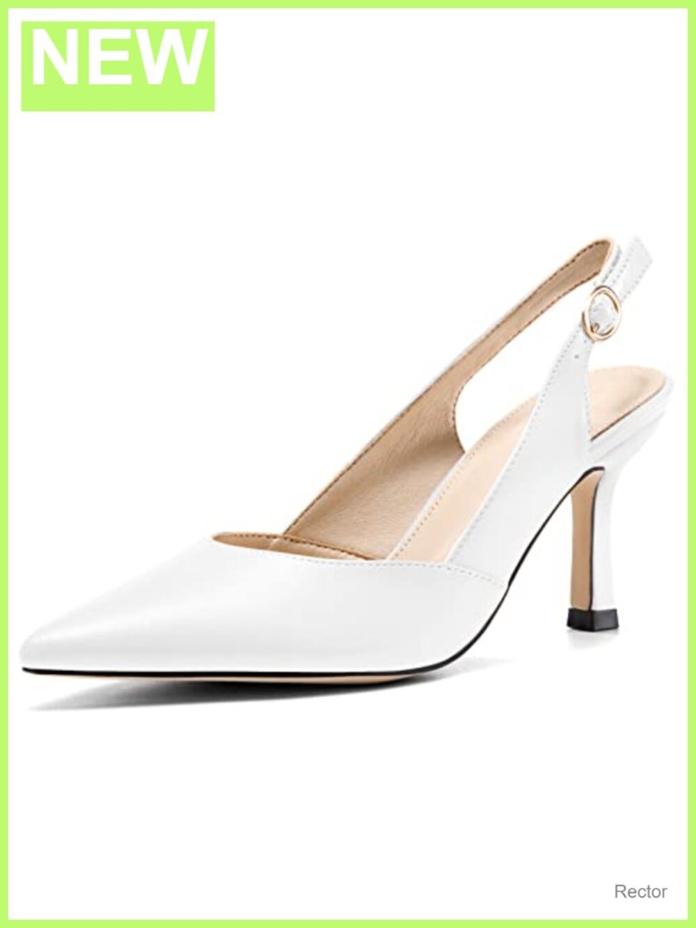 Faux Leather Slingback Kitten Heels Closed Pointed Toe Backless Wedding Party